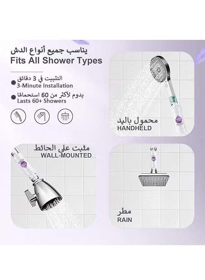 MANBO 2-pack lavender and pine scented shower filters: aromatherapy water softener, removes chlorine and fluoride, easy to install, universal shower head outlet, for healthier skin and hair. - Image 4